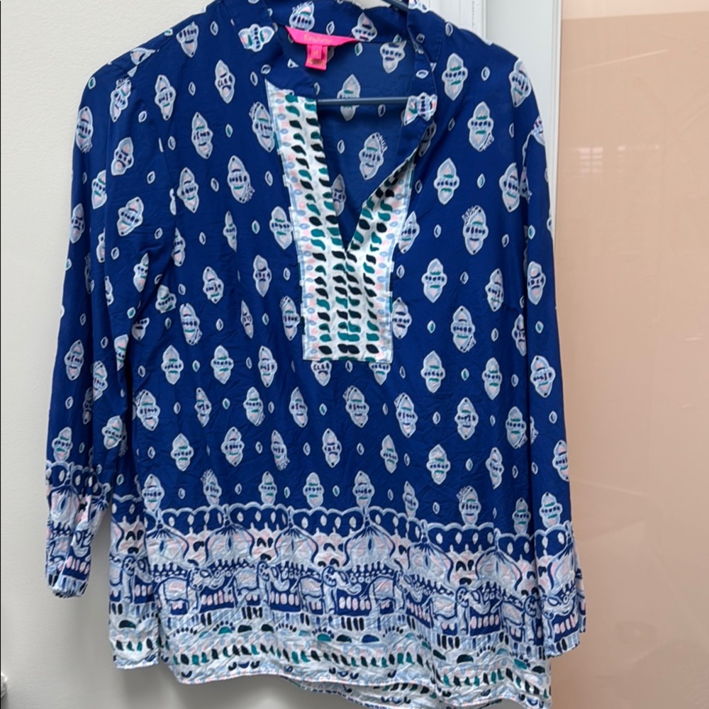 Blue Patterned Women's Top